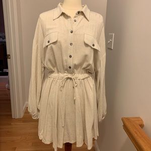 Vici Collection Drawstring Waist Long Sleeve Shirtdress